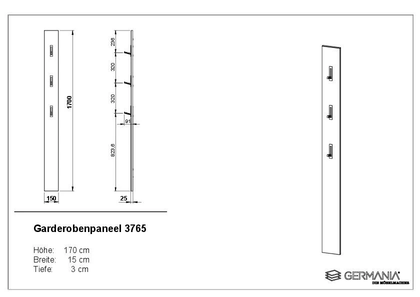 Garderobenpaneel SCALEA 5 Garderobenpaneel SCALEA – Bild 5