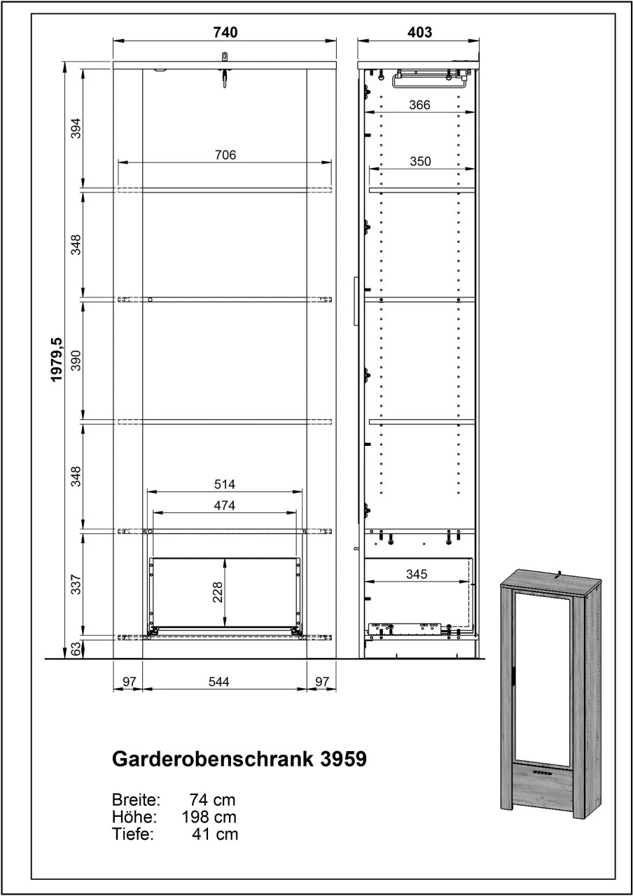 Garderobenschrank CASTERA 9 Garderobenschrank CASTERA – Bild 9