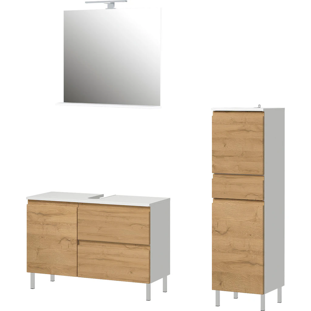 GERMANIA Badmöbel-Set »Torrance«, (3 St.), Bestehend Aus Unterschrank, Spiegel Mit Beleuchtung Und Schrank 2 GERMANIA Badmöbel-Set »Torrance«, (3 St.), Bestehend Aus Unterschrank, Spiegel Mit Beleuchtung Und Schrank – Bild 2