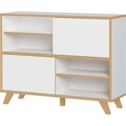 Germania Schiebetürenregal Helsinki 4170-513, 2 Ordnerhöhen, 120 X 92 X 40cm, Weiß