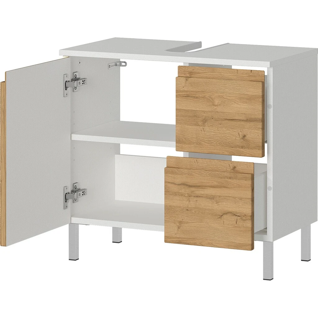 GERMANIA Badmöbel-Set »Torrance«, (3 St.), Waschbecken-Unterschrank, Spiegel Mit Beleuchtung Und Kommode 5 GERMANIA Badmöbel-Set »Torrance«, (3 St.), Waschbecken-Unterschrank, Spiegel Mit Beleuchtung Und Kommode – Bild 5