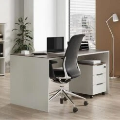 Germania Büromöbel-Set Ancona, Nussbaum / Kaschmir, 2-teilig, Schreibtisch, Rollcontainer