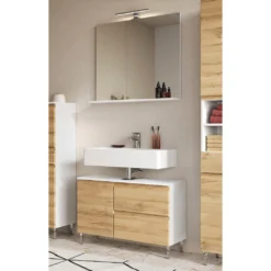 GERMANIA Badmöbel-Set »Torrance«, (2 St.), Bestehend Aus Waschbecken-Unterschrank Und Spiegel Mit Beleuchtung