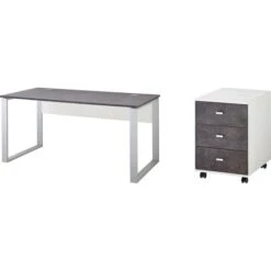 Germania Büromöbel-Set Altino, Basalto Dunkel, 2-teilig, Schreibtisch, Rollcontainer