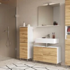 GERMANIA Badmöbel-Set »Torrance«, (3 St.), Bestehend Aus Unterschrank, Spiegel Mit Beleuchtung Und Schrank