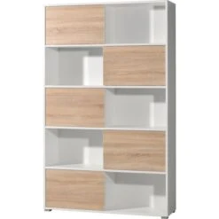 Germania Schiebetürenregal Slide 4037-176, 5 Ordnerhöhen, 120 X 196 X 35cm, Weiß