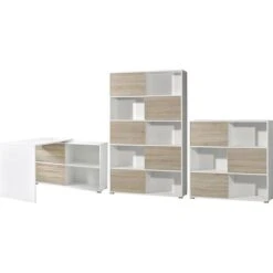 Germania Büromöbel-Set Slide, Weiß, 3-teilig, Schreibtischkombination, Regal