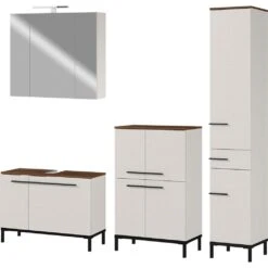 GERMANIA Badmöbel-Set »Yonkers«, Set Bestehend Aus Waschbeckenunterschrank, Spiegelschrank, Hochschrank