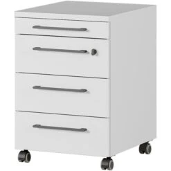 Germania Rollcontainer Agenda 4239-69, Holz, Lichtgrau, Mit 4 Schüben, Abschließbar