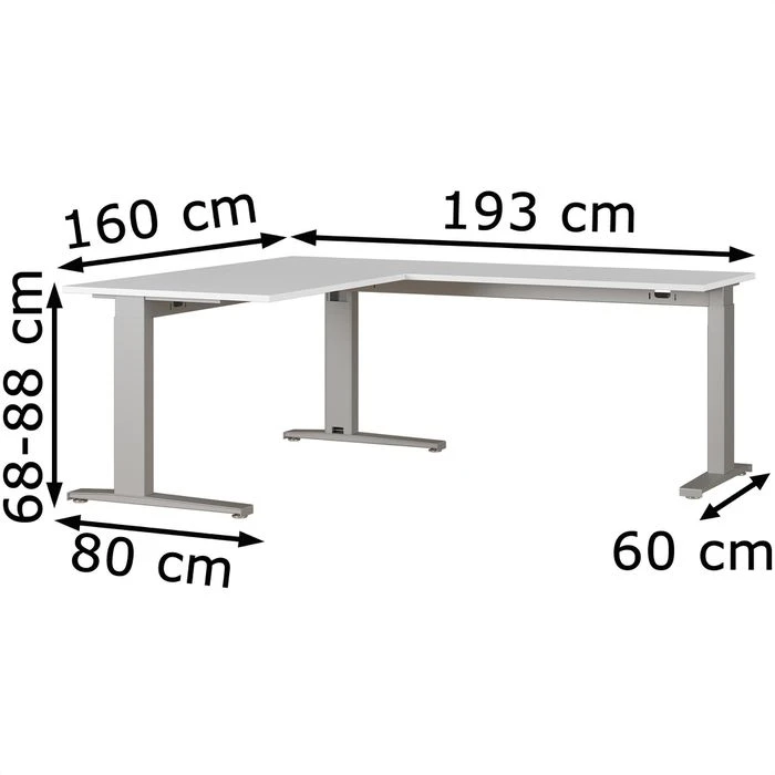 Germania Schreibtisch Agenda, 8513-582, Lichtgrau, 160 X 67-87 X 193cm, L-Form 2 Germania Schreibtisch Agenda, 8513-582, Lichtgrau, 160 X 67-87 X 193cm, L-Form – Bild 2