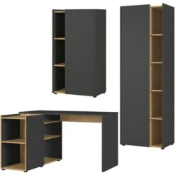 Germania Büromöbel-Set Austin, Graphit, 3-teilig, Schreibtischkombination, Kombischrank