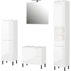 GERMANIA Badmöbel-Set »Scantic«, (Set, 4 St.), Aus Midischrank, Spiegel, Waschbeckenunterschrank, Hochschrank