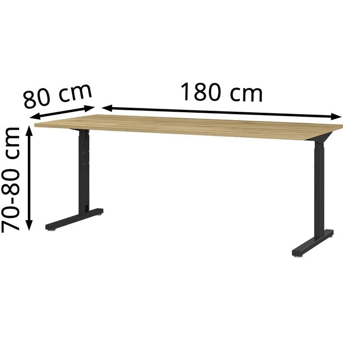 Germania Schreibtisch Profi 2.0, 4253-582, Höhenverstellbar, 180 X 70-80 X 80 Cm, Eiche 2 Germania Schreibtisch Profi 2.0, 4253-582, Höhenverstellbar, 180 X 70-80 X 80 Cm, Eiche – Bild 2